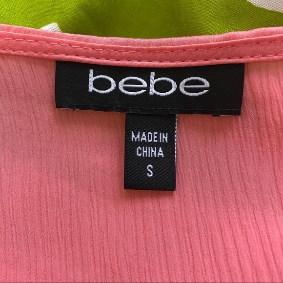 BEBE SMOCKING WAIST SILK PEACH BLOUSE - Picture 6 of 6
